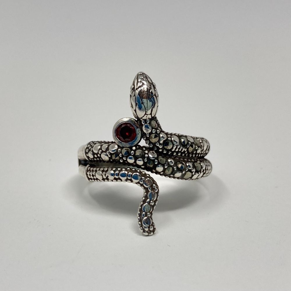 Snake ring sterling silver 925 women with small zirconia